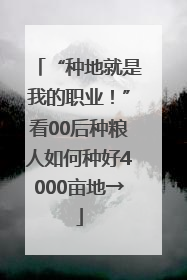 “种地就是我的职业！”看00后种粮人如何种好4000亩地→