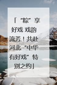“粽”享好戏 戏韵流芳！共赴河北“中华有好戏”特别之约