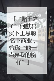 “赌王之子”何猷君买下王思聪名下商业，曾称“他一直是我的榜样”