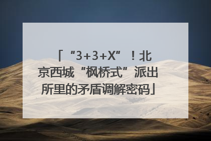 “3+3+X”！北京西城“枫桥式”派出所里的矛盾调解密码