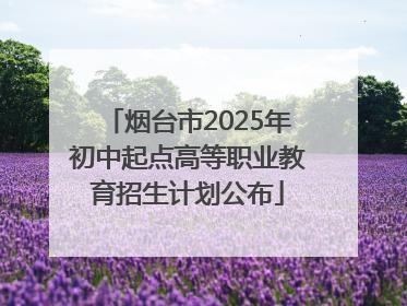 烟台市2025年初中起点高等职业教育招生计划公布
