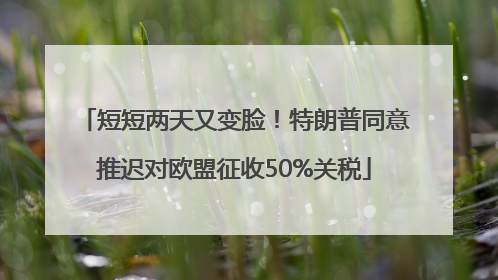 短短两天又变脸！特朗普同意推迟对欧盟征收50%关税