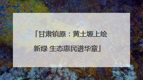 甘肃镇原：黄土塬上绘新绿 生态惠民谱华章