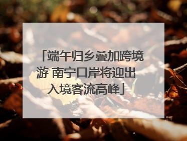 端午归乡叠加跨境游 南宁口岸将迎出入境客流高峰