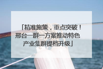 精准施策，重点突破！邢台一群一方案推动特色产业集群提档升级