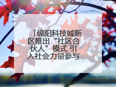 绵阳科技城新区推出“社区合伙人”模式 引入社会力量参与民生共建共治