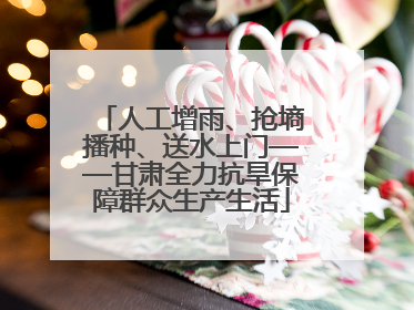 人工增雨、抢墒播种、送水上门——甘肃全力抗旱保障群众生产生活