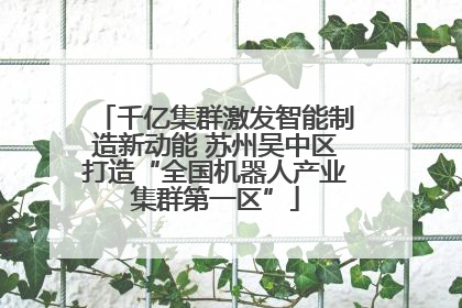 千亿集群激发智能制造新动能 苏州吴中区打造“全国机器人产业集群第一区”