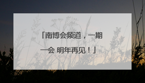 南博会频道，一期一会 明年再见！