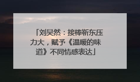 刘昊然：接棒靳东压力大，赋予《温暖的味道》不同情感表达