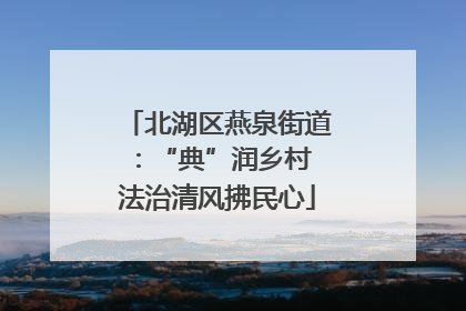 北湖区燕泉街道：“典”润乡村 法治清风拂民心