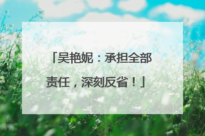 吴艳妮：承担全部责任，深刻反省！