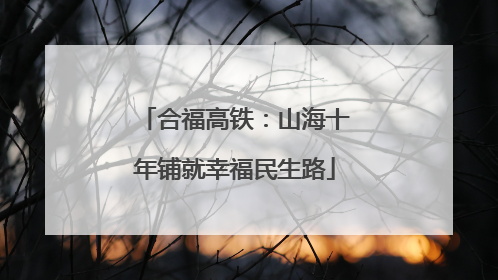 合福高铁：山海十年铺就幸福民生路