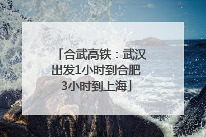 合武高铁：武汉出发1小时到合肥3小时到上海