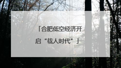 合肥低空经济开启“载人时代”
