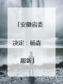安徽省委决定：杨森履新
