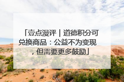 壹点漫评｜道德积分可兑换商品：公益不为变现，但需要更多鼓励