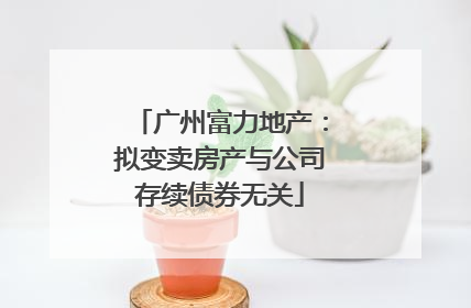 广州富力地产：拟变卖房产与公司存续债券无关