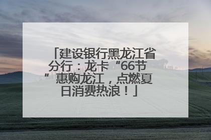 建设银行黑龙江省分行：龙卡“66节”惠购龙江，点燃夏日消费热浪！