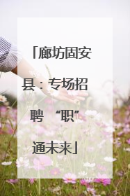 廊坊固安县：专场招聘 “职”通未来
