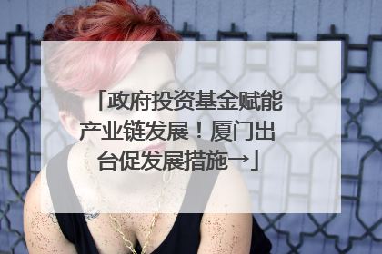 政府投资基金赋能产业链发展！厦门出台促发展措施→