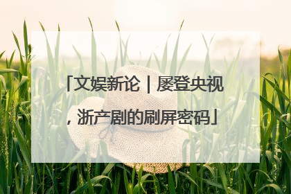 文娱新论｜屡登央视，浙产剧的刷屏密码