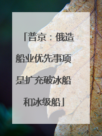 普京：俄造船业优先事项是扩充破冰船和冰级船
