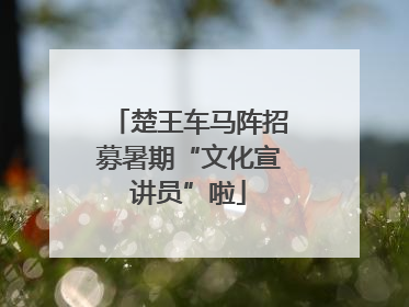 楚王车马阵招募暑期“文化宣讲员”啦