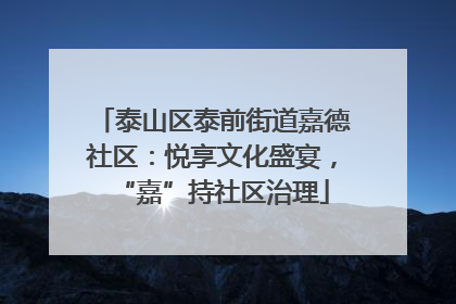 泰山区泰前街道嘉德社区：悦享文化盛宴，“嘉”持社区治理