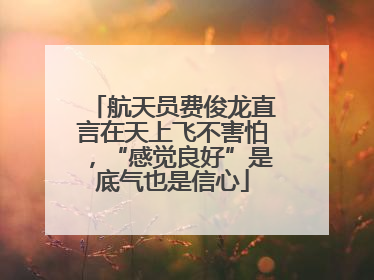 航天员费俊龙直言在天上飞不害怕，“感觉良好”是底气也是信心