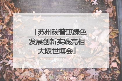 苏州碳普惠绿色发展创新实践亮相大阪世博会