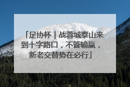 足协杯｜战蓉城泰山来到十字路口，不管输赢，新老交替势在必行