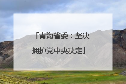 青海省委：坚决拥护党中央决定