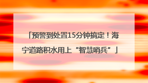 预警到处置15分钟搞定！海宁道路积水用上“智慧哨兵”