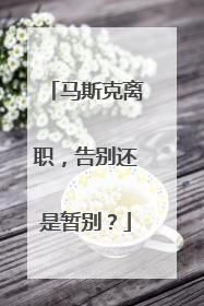 马斯克离职，告别还是暂别？