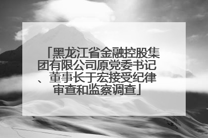 黑龙江省金融控股集团有限公司原党委书记、董事长于宏接受纪律审查和监察调查